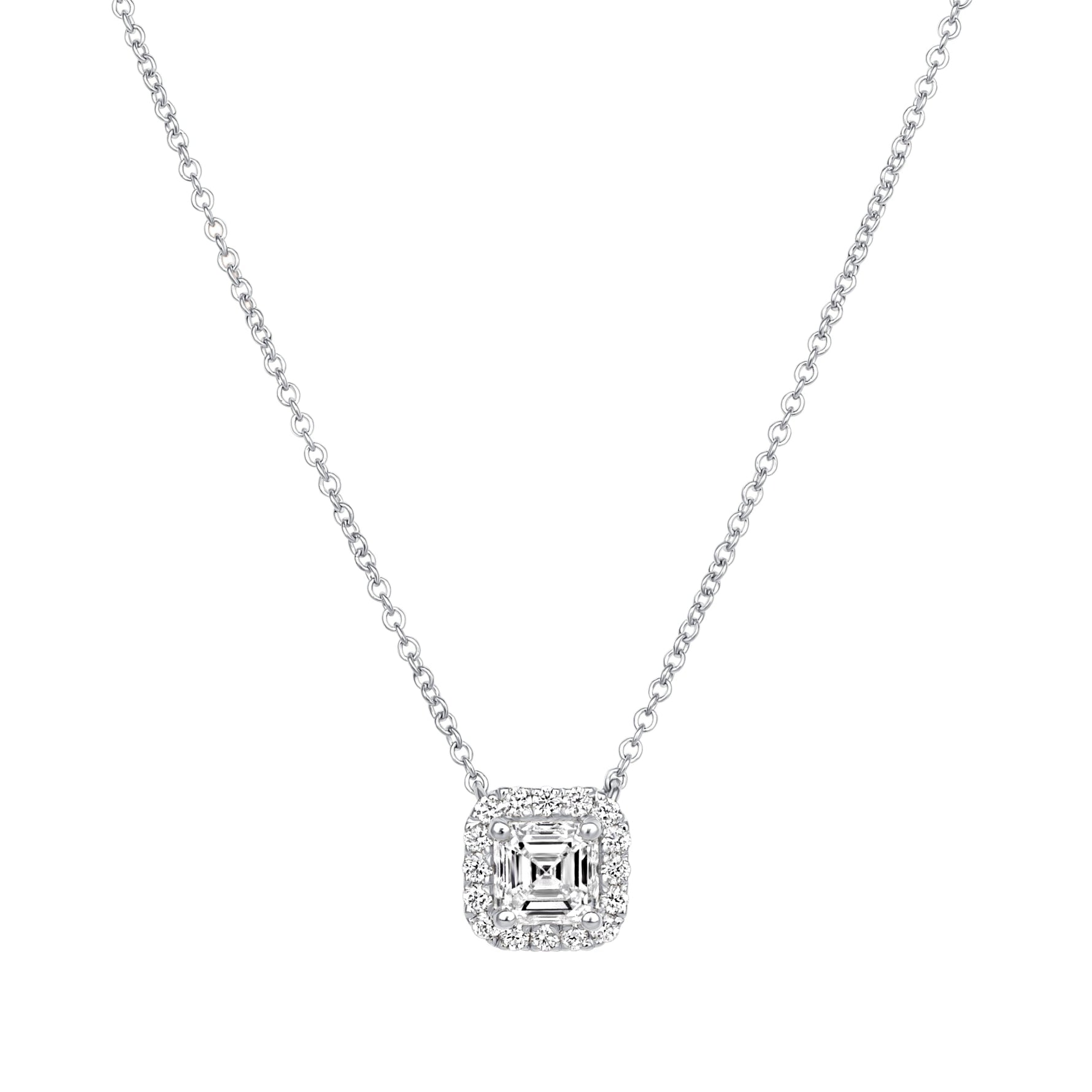 Asscher Éclat Halo Pendant Pendant ABP-229-LGD-4  - Abtin & Co.