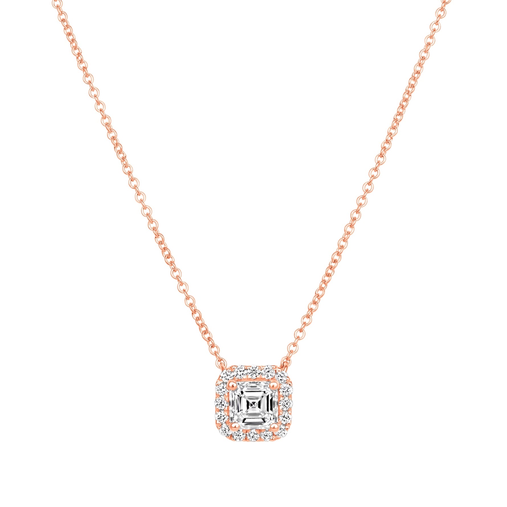Asscher Éclat Halo Pendant Pendant ABP-229-LGD-7  - Abtin & Co.