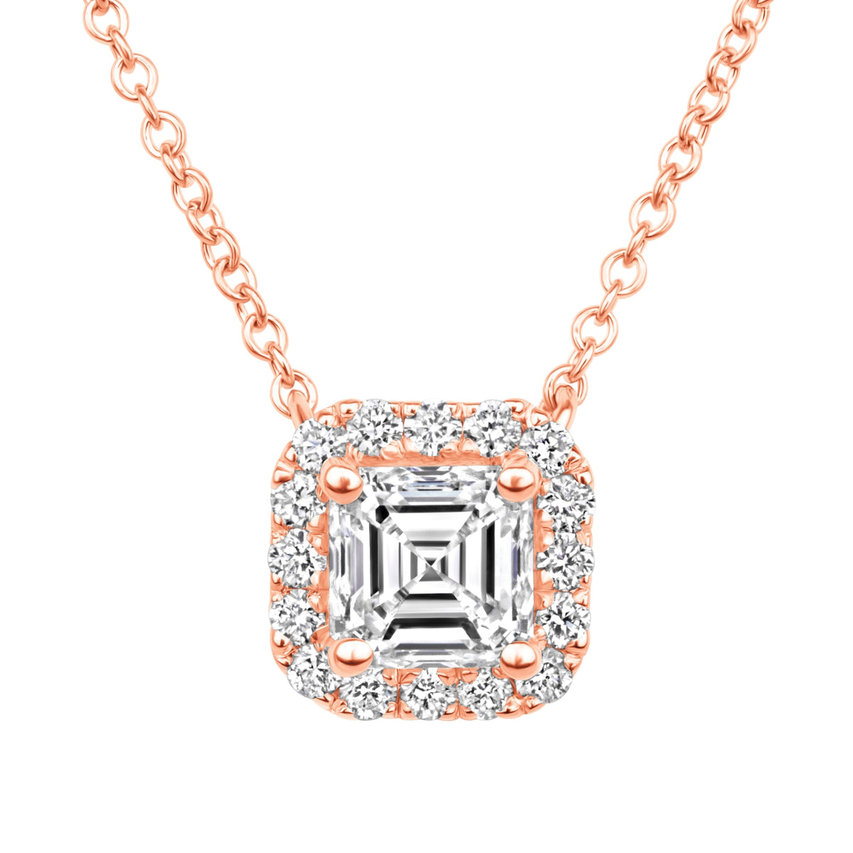 Asscher Éclat Halo Pendant Pendant ABP-229-LGD-7  - Abtin & Co.