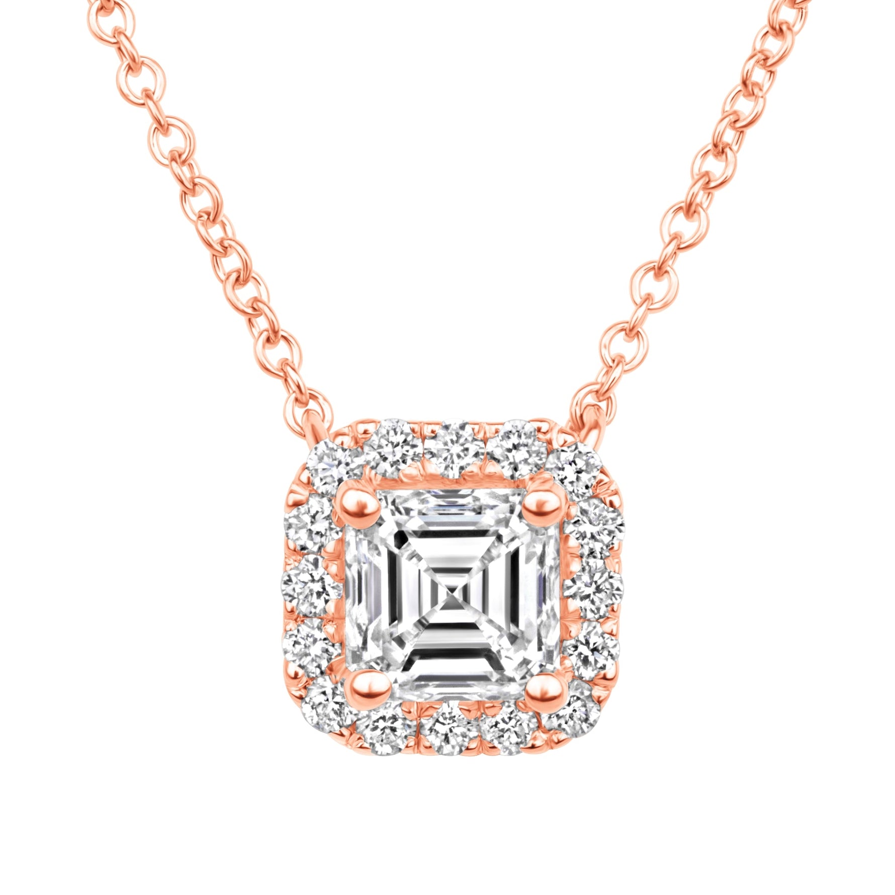 Asscher Éclat Halo Pendant Pendant ABP-229-LGD-7  - Abtin & Co.
