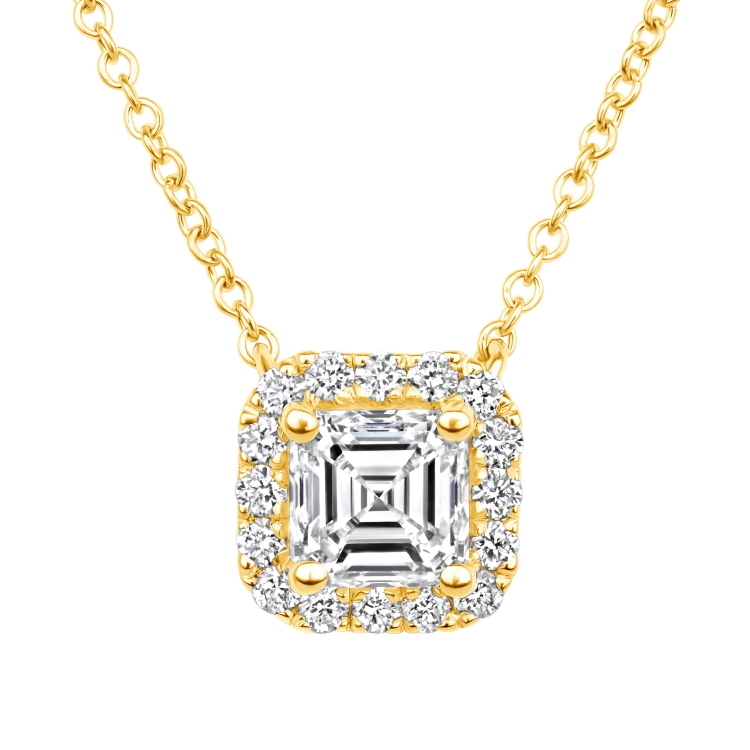 Asscher Éclat Halo Pendant Pendant ABP-229-LGD-1  - Abtin & Co.