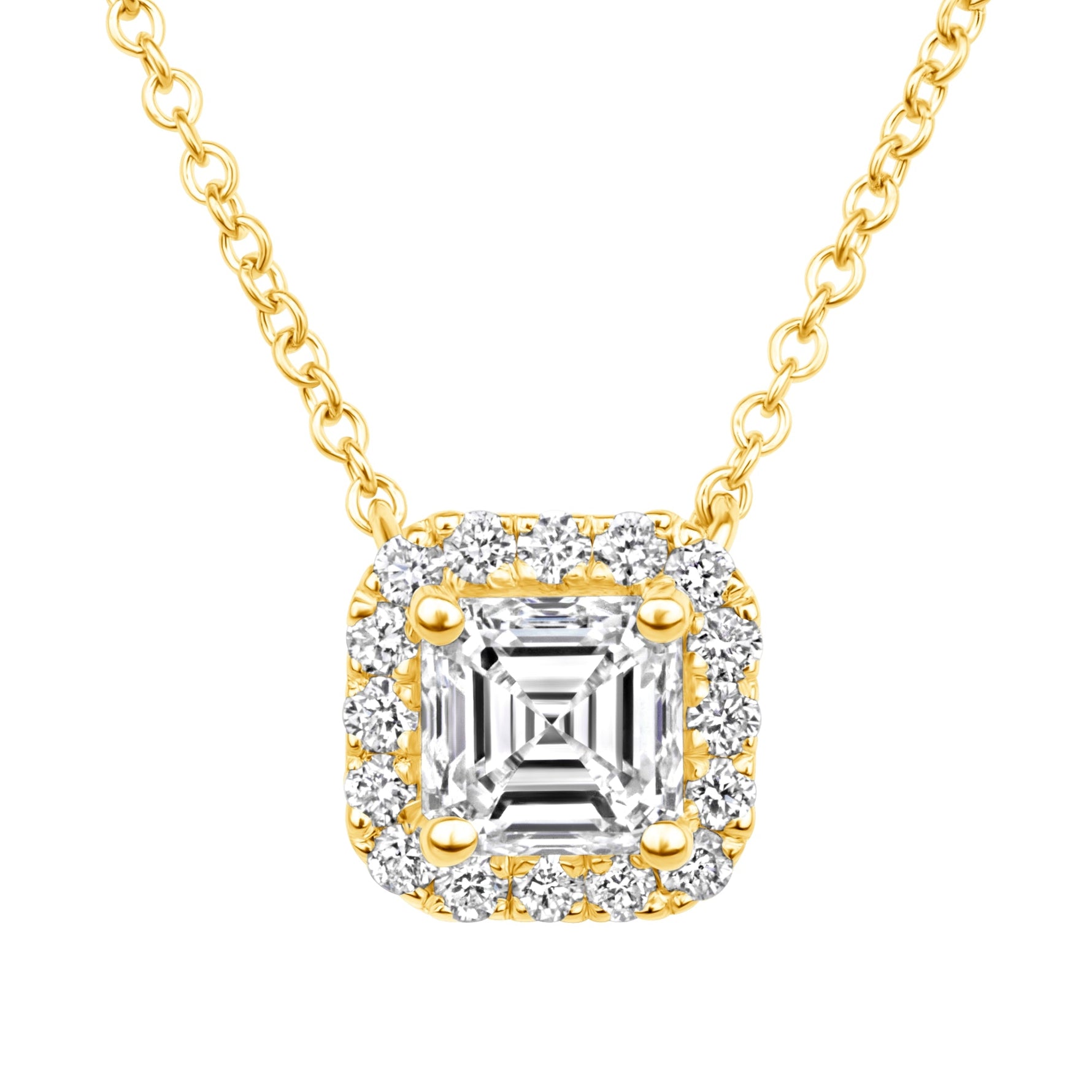 Asscher Éclat Halo Pendant Pendant ABP-229-LGD-1  - Abtin & Co.