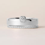 Asscher Élevé Band Ring ABB-713.1-V2-AS-D-3  - Abtin & Co.
