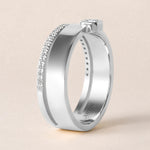 Asscher Élevé Band Ring ABB-713.1-V2-AS-D-3  - Abtin & Co.