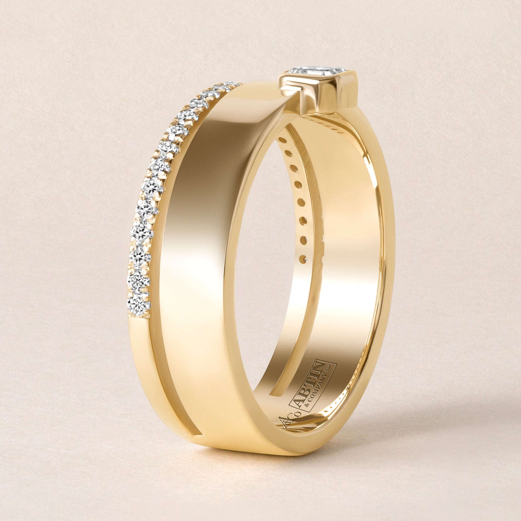 Asscher Élevé Band Ring ABB-713.1-V2-AS-D-1  - Abtin & Co.