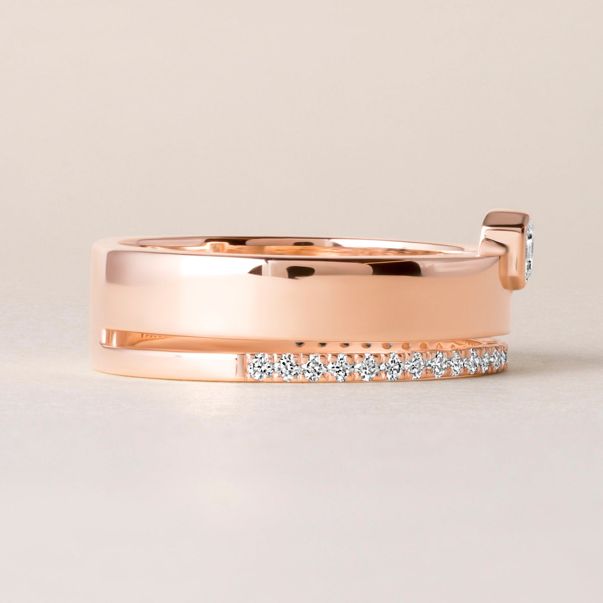 Asscher Élevé Band Ring ABB-713.1-V2-AS-D-5  - Abtin & Co.