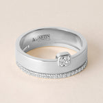 Asscher Élevé Band Ring ABB-713.1-V2-AS-D-3  - Abtin & Co.