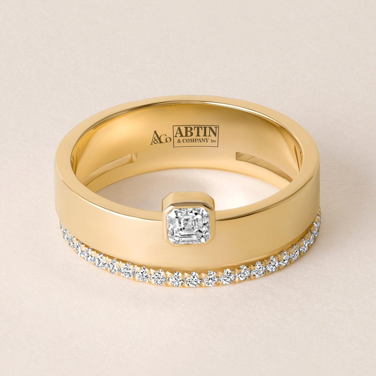 Asscher Élevé Band Ring ABB-713.1-V2-AS-D-1  - Abtin & Co.
