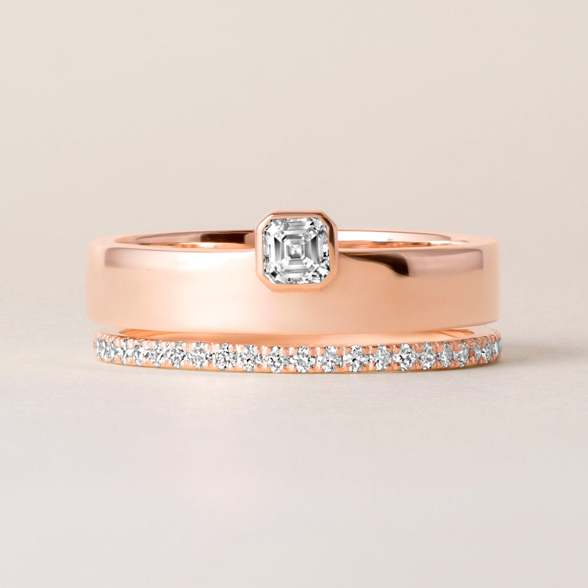 Asscher Élevé Band Ring ABB-713.1-V2-AS-D-5  - Abtin & Co.