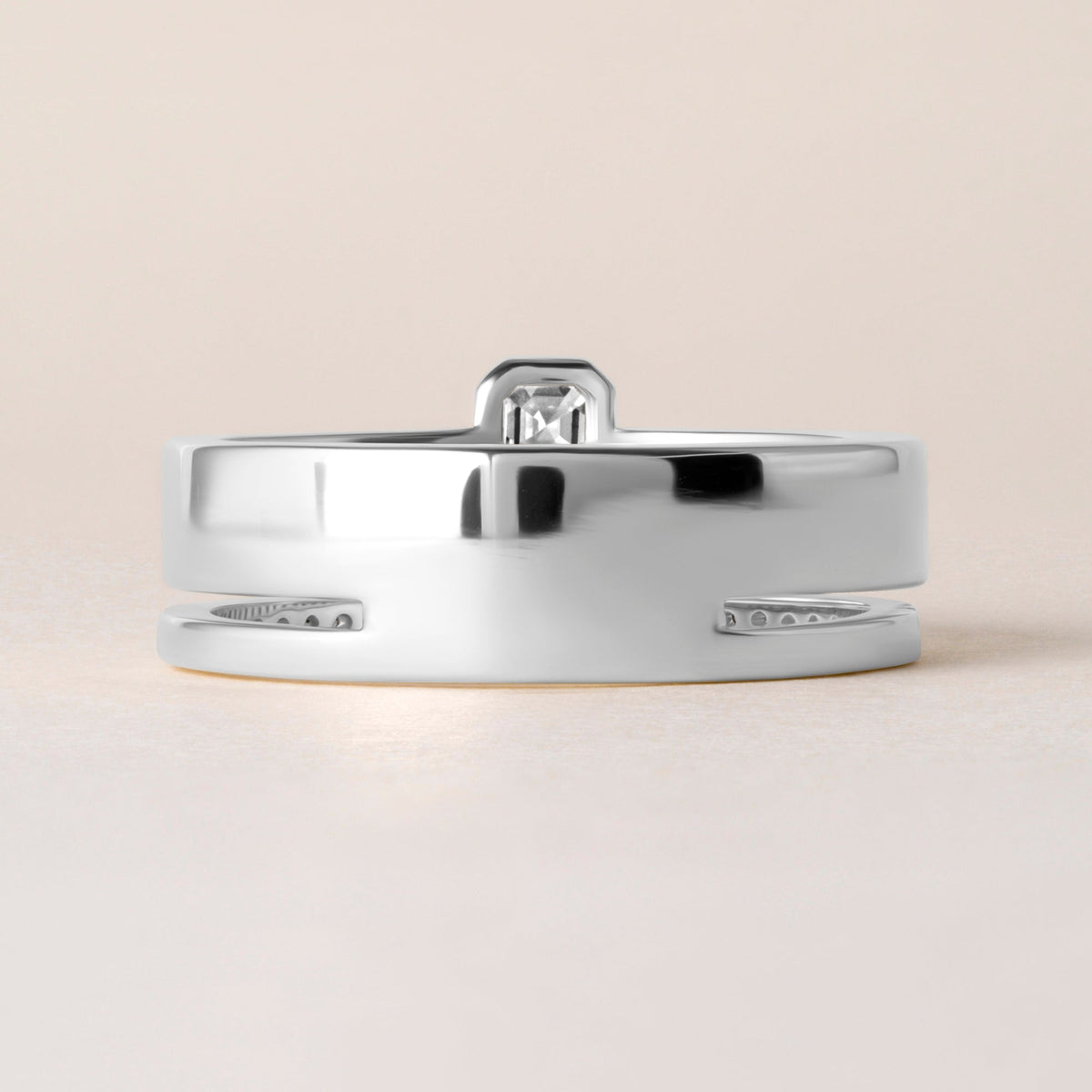 Asscher Élevé Band Ring ABB-713.1-V2-AS-D-3  - Abtin & Co.