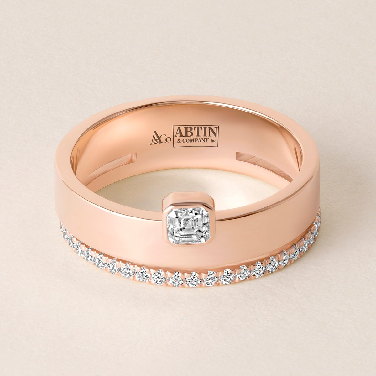 Asscher Élevé Band Ring ABB-713.1-V2-AS-D-5  - Abtin & Co.