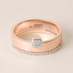 Asscher Élevé Band Ring ABB-713.1-V2-AS-D-5  - Abtin & Co.