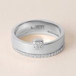 Asscher Élevé Band Ring ABB-713.1-V2-AS-D-3  - Abtin & Co.