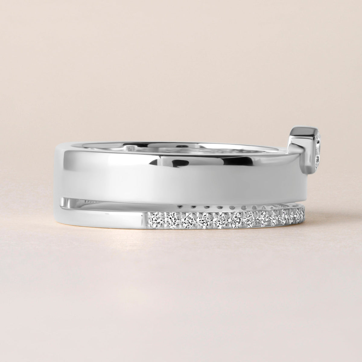 Asscher Élevé Band Ring ABB-713.1-V2-AS-D-3  - Abtin & Co.