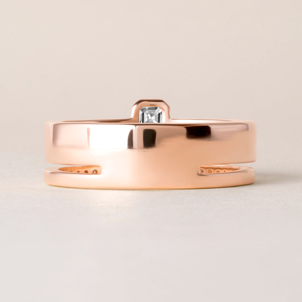 Asscher Élevé Band Ring ABB-713.1-V2-AS-D-5  - Abtin & Co.