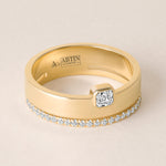 Asscher Élevé Band Ring ABB-713.1-V2-AS-D-1  - Abtin & Co.