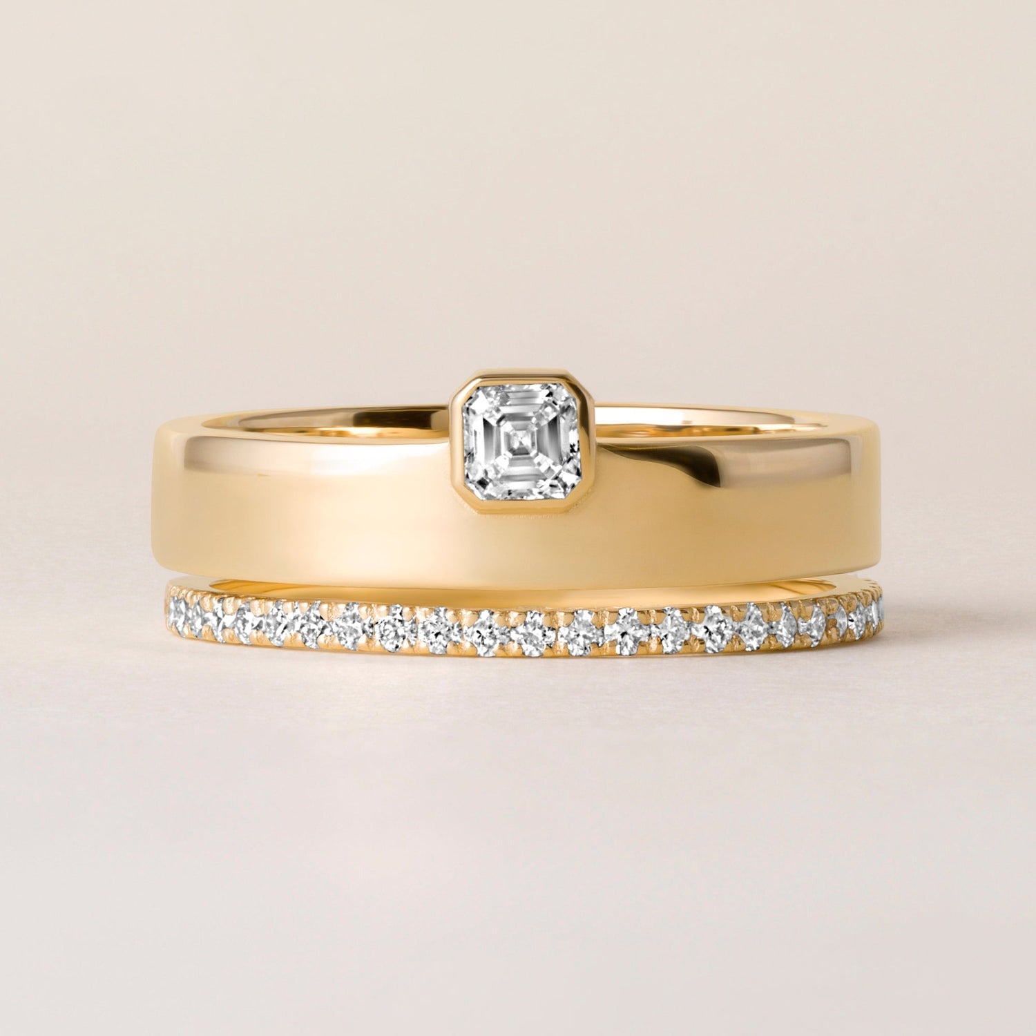 Asscher Élevé Band Ring ABB-713.1-V2-AS-D-1  - Abtin & Co.