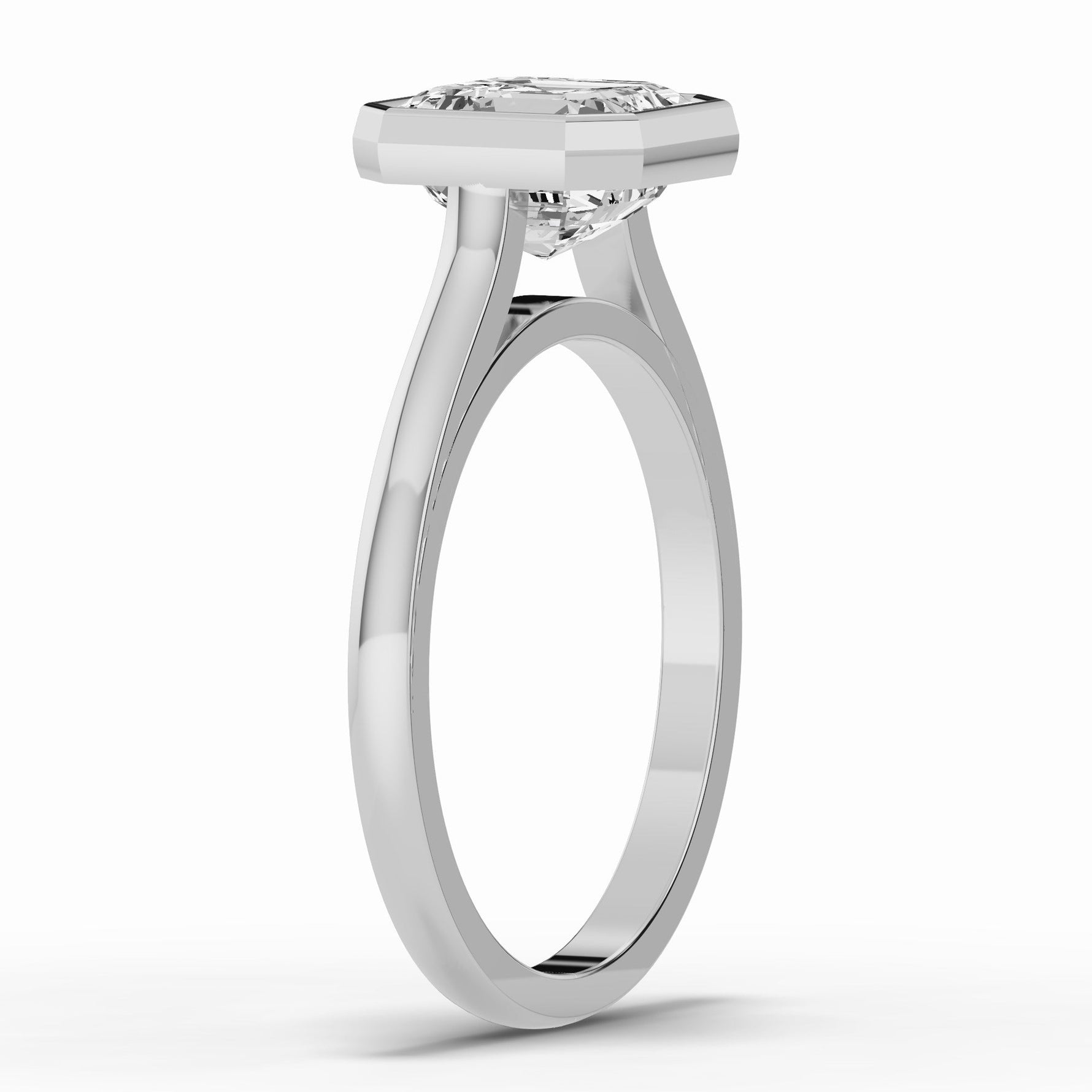 Asscher Lumière Bezel Solitaire Ring ABER-104-AS-LGD-1  - Abtin & Co.
