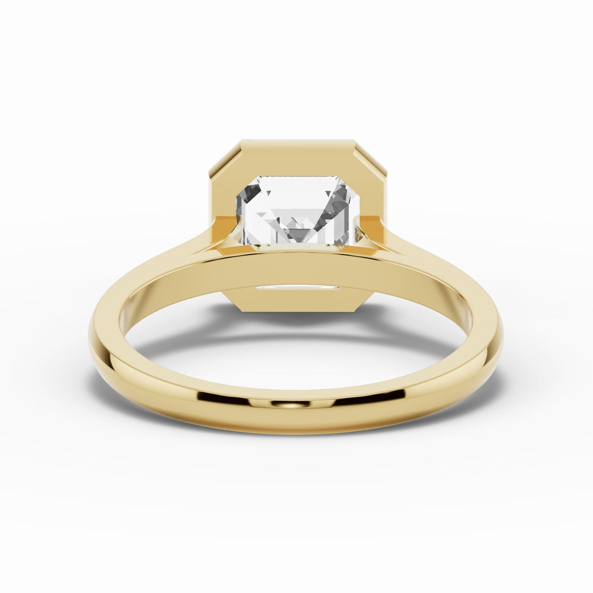 Asscher Lumière Bezel Solitaire Ring ABER-104-AS-LGD-1  - Abtin & Co.