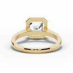 Asscher Lumière Bezel Solitaire Ring ABER-104-AS-LGD-1  - Abtin & Co.
