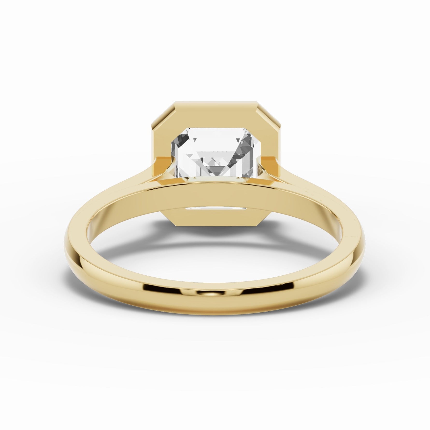 Asscher Lumière Bezel Solitaire Ring ABER-104-AS-LGD-1  - Abtin & Co.