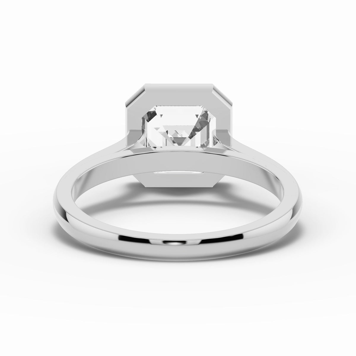 Asscher Lumière Bezel Solitaire Ring ABER-104-AS-LGD-1  - Abtin & Co.