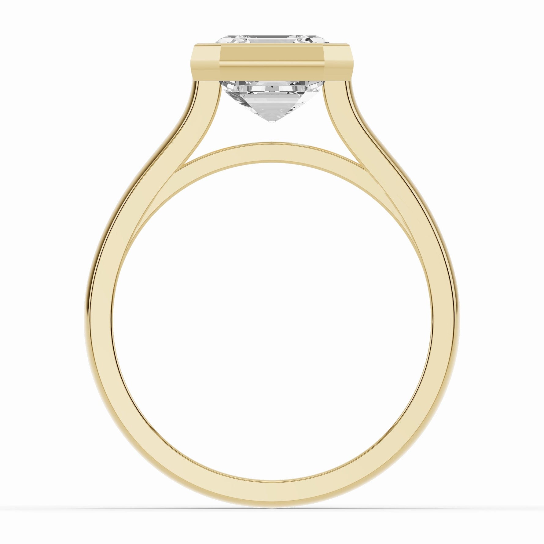 Asscher Lumière Bezel Solitaire Ring ABER-104-AS-LGD-1  - Abtin & Co.