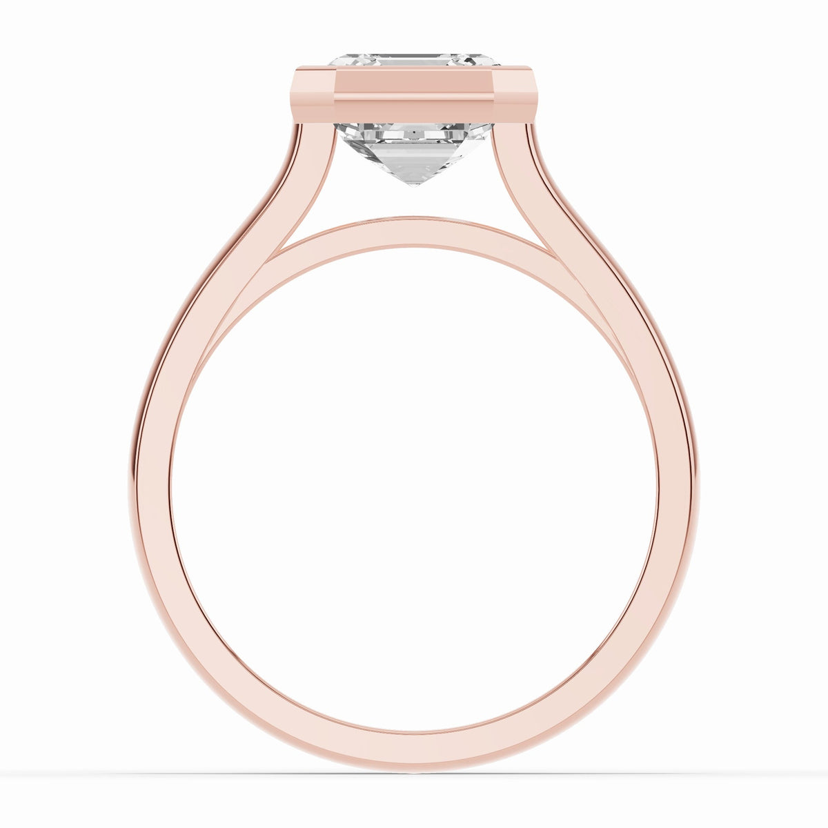 Asscher Lumière Bezel Solitaire Ring ABER-104-AS-LGD-1  - Abtin & Co.