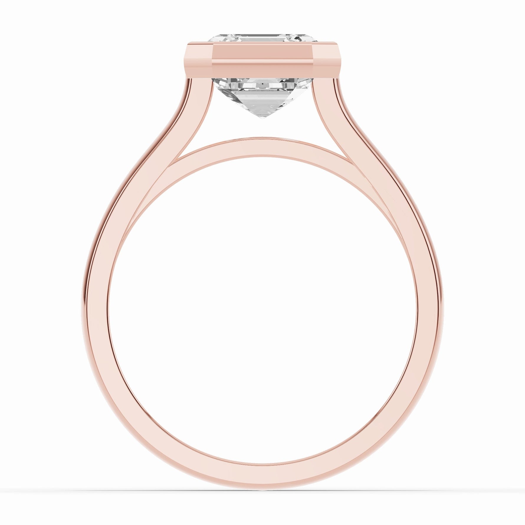 Asscher Lumière Bezel Solitaire Ring ABER-104-AS-LGD-1  - Abtin & Co.
