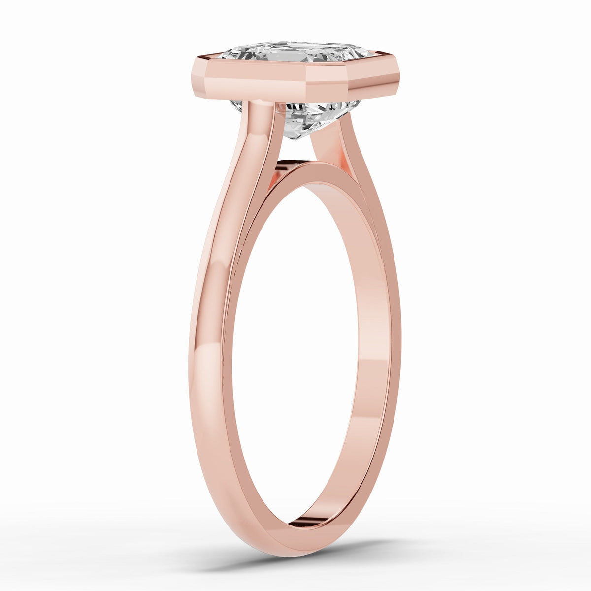 Asscher Lumière Bezel Solitaire Ring ABER-104-AS-LGD-1  - Abtin & Co.