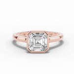 Asscher Lumière Bezel Solitaire Ring ABER-104-AS-LGD-1  - Abtin & Co.