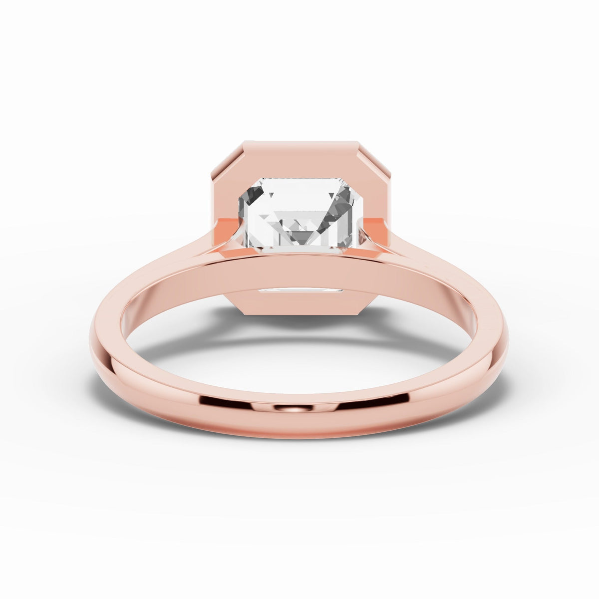 Asscher Lumière Bezel Solitaire Ring ABER-104-AS-LGD-1  - Abtin & Co.