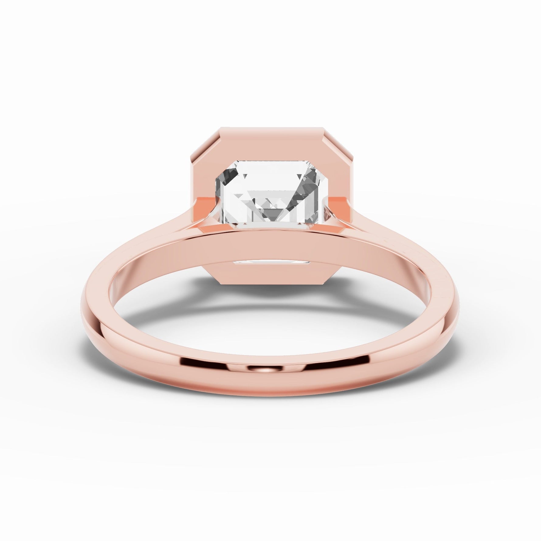Asscher Lumière Bezel Solitaire Ring ABER-104-AS-LGD-1  - Abtin & Co.