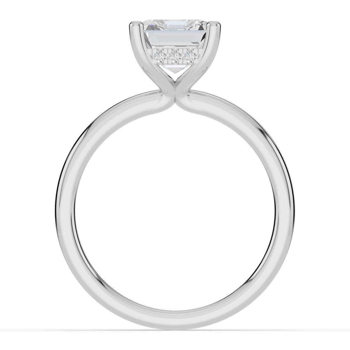 Asscher Lustre Hidden Halo Solitaire Ring ABER-101-AS-LGD-6  - Abtin & Co.