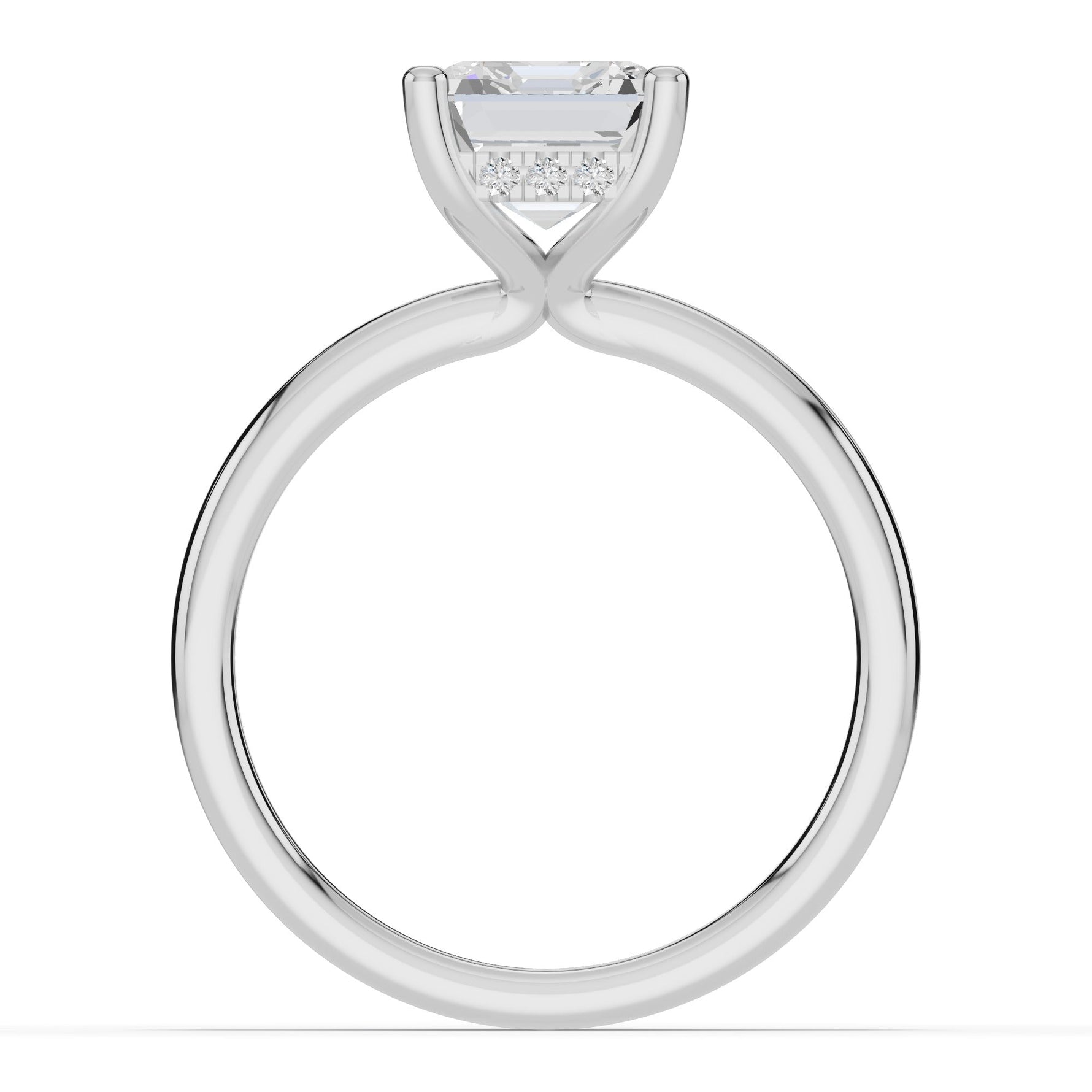 Asscher Lustre Hidden Halo Solitaire Ring ABER-101-AS-LGD-6  - Abtin & Co.