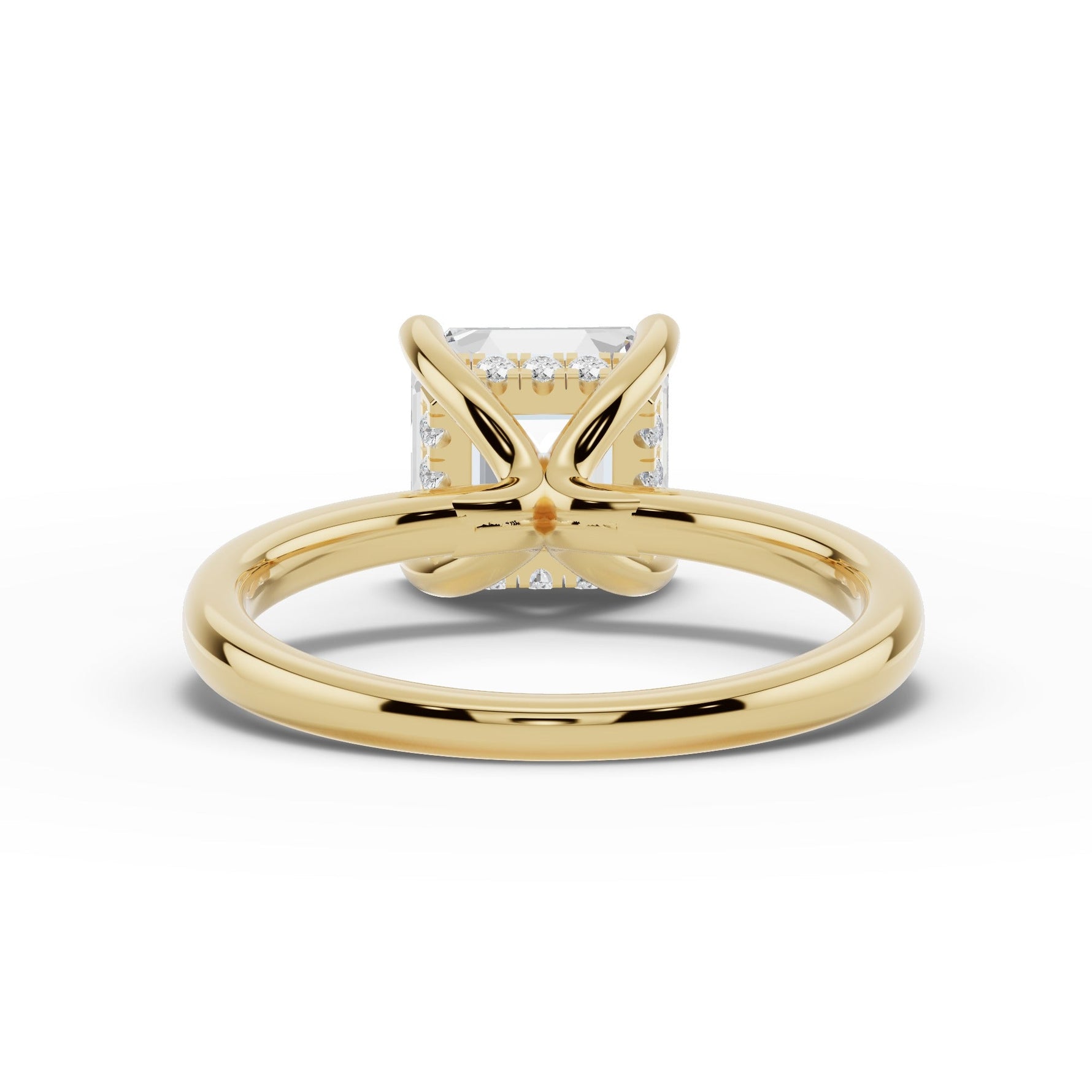 Asscher Lustre Hidden Halo Solitaire Ring ABER-101-AS-LGD-1  - Abtin & Co.