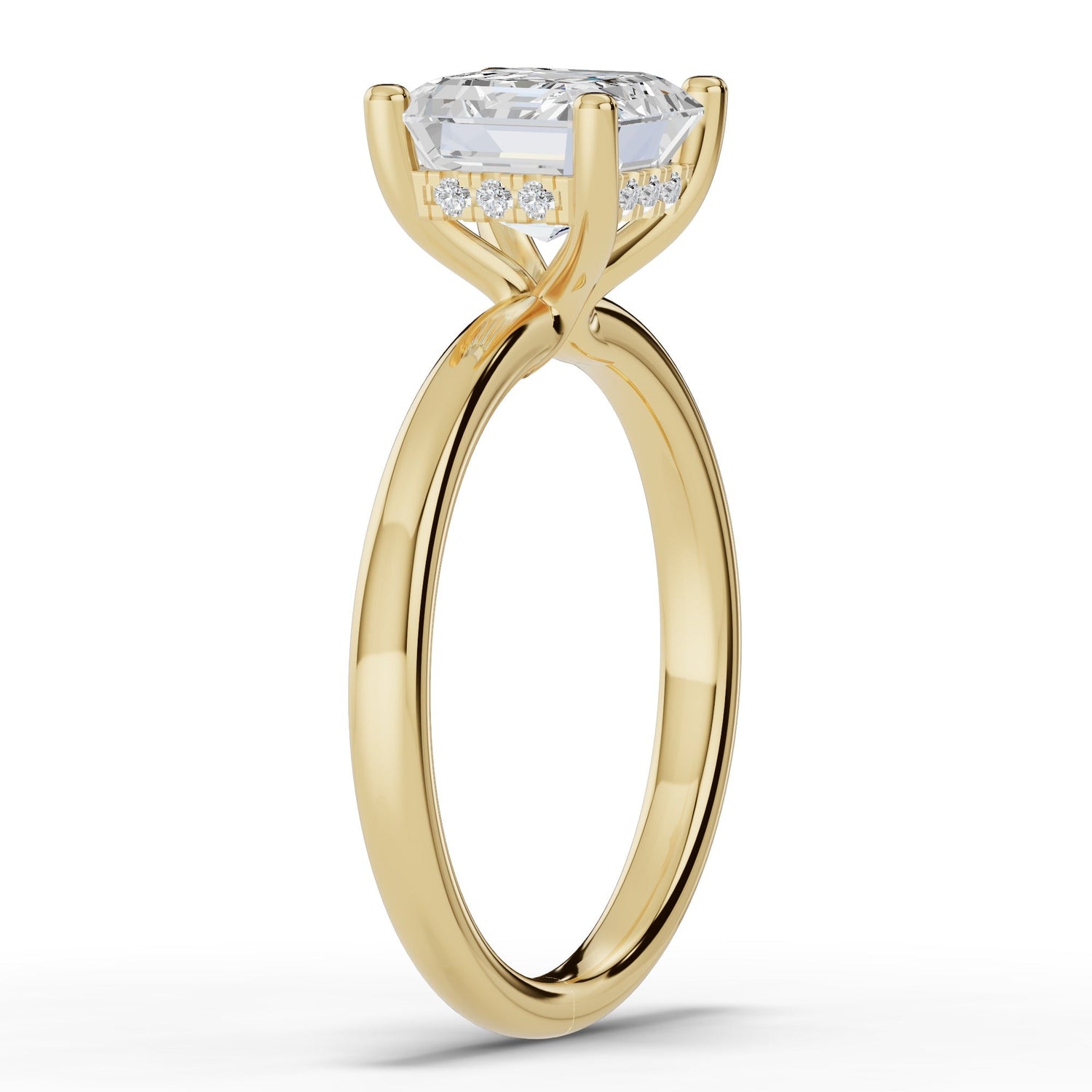 Asscher Lustre Hidden Halo Solitaire Ring ABER-101-AS-LGD-1  - Abtin & Co.
