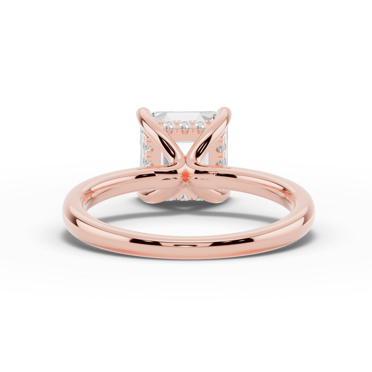Asscher Lustre Hidden Halo Solitaire Ring ABER-101-AS-LGD-11  - Abtin & Co.
