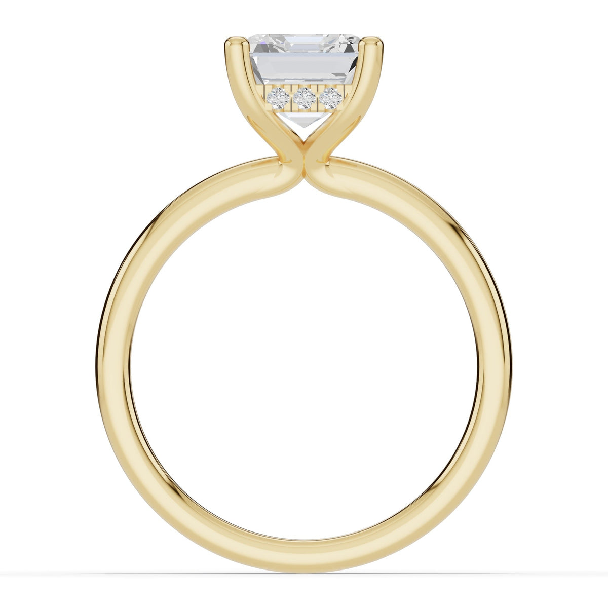 Asscher Lustre Hidden Halo Solitaire Ring ABER-101-AS-LGD-1  - Abtin & Co.