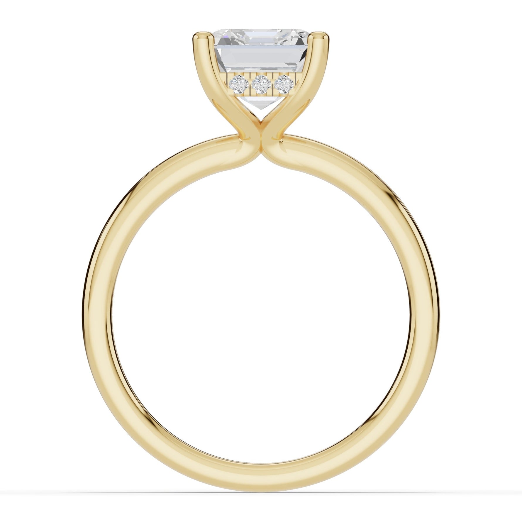 Asscher Lustre Hidden Halo Solitaire Ring ABER-101-AS-LGD-1  - Abtin & Co.