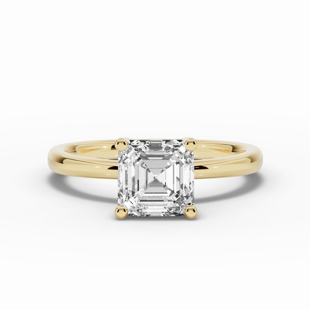 Asscher Lustre Hidden Halo Solitaire Ring ABER-101-AS-LGD-1  - Abtin & Co.
