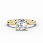 Asscher Lustre Hidden Halo Solitaire Ring ABER-101-AS-LGD-1  - Abtin & Co.