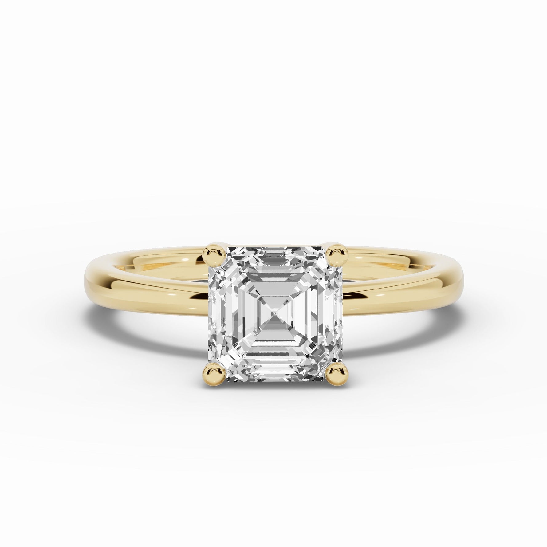 Asscher Lustre Hidden Halo Solitaire Ring ABER-101-AS-LGD-1  - Abtin & Co.