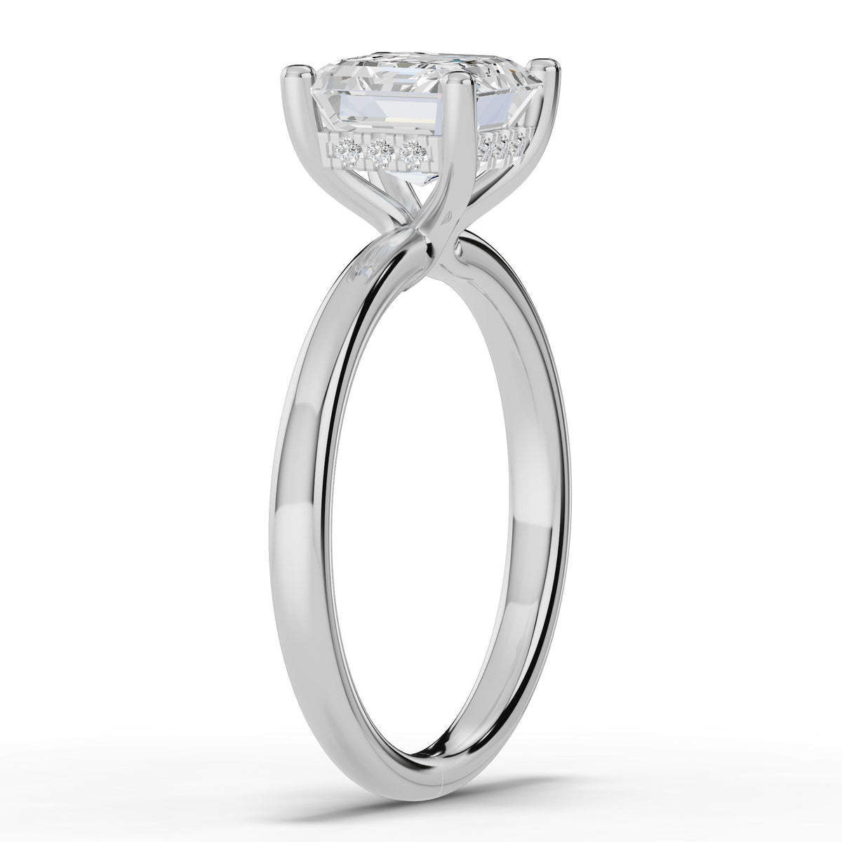 Asscher Lustre Hidden Halo Solitaire Ring ABER-101-AS-LGD-6  - Abtin & Co.