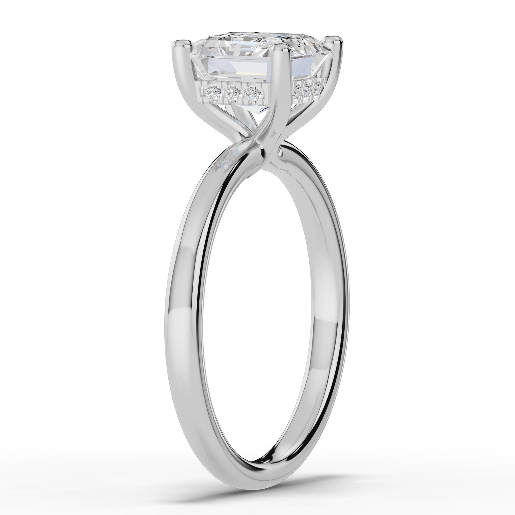 Asscher Lustre Hidden Halo Solitaire Ring ABER-101-AS-LGD-6  - Abtin & Co.