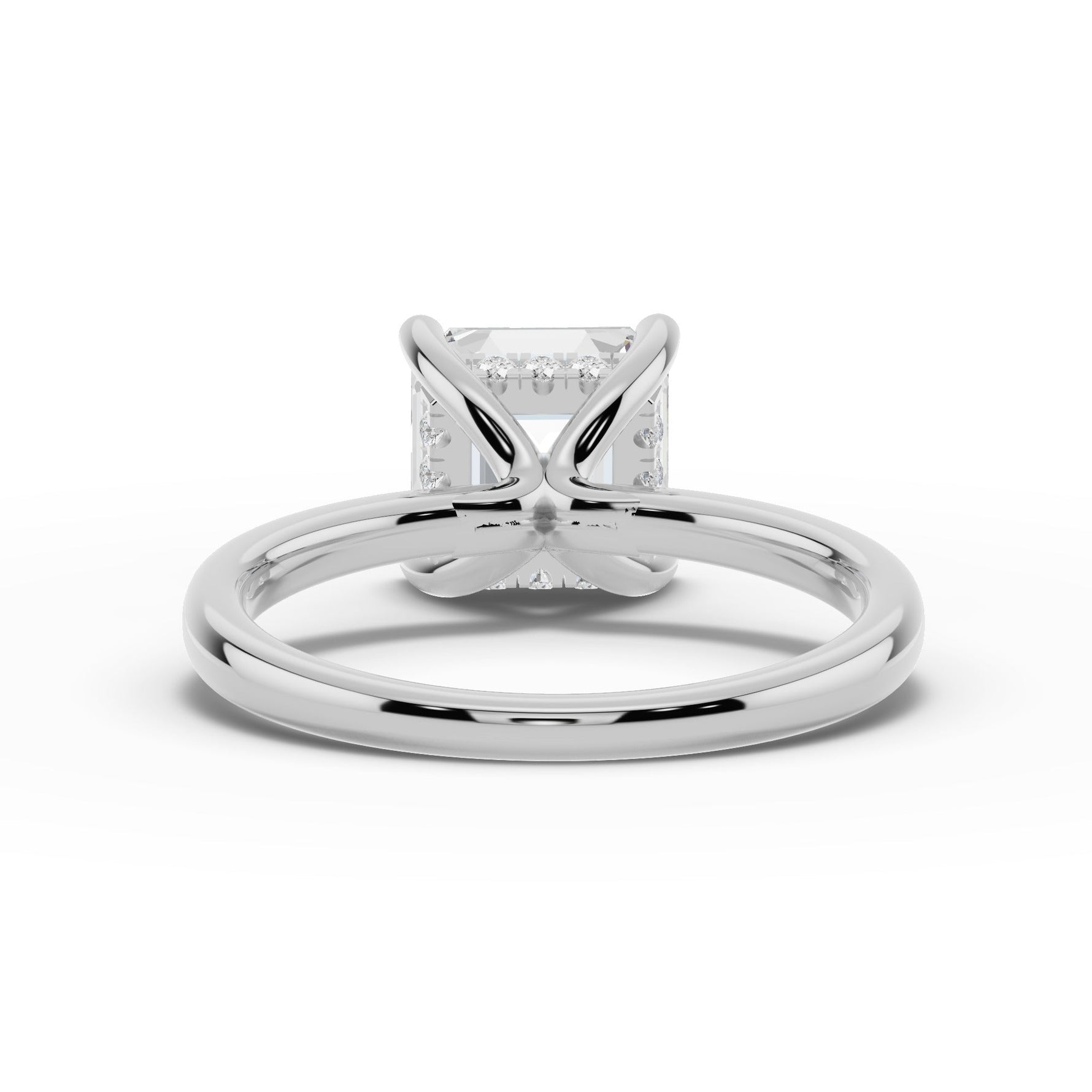 Asscher Lustre Hidden Halo Solitaire Ring ABER-101-AS-LGD-6  - Abtin & Co.