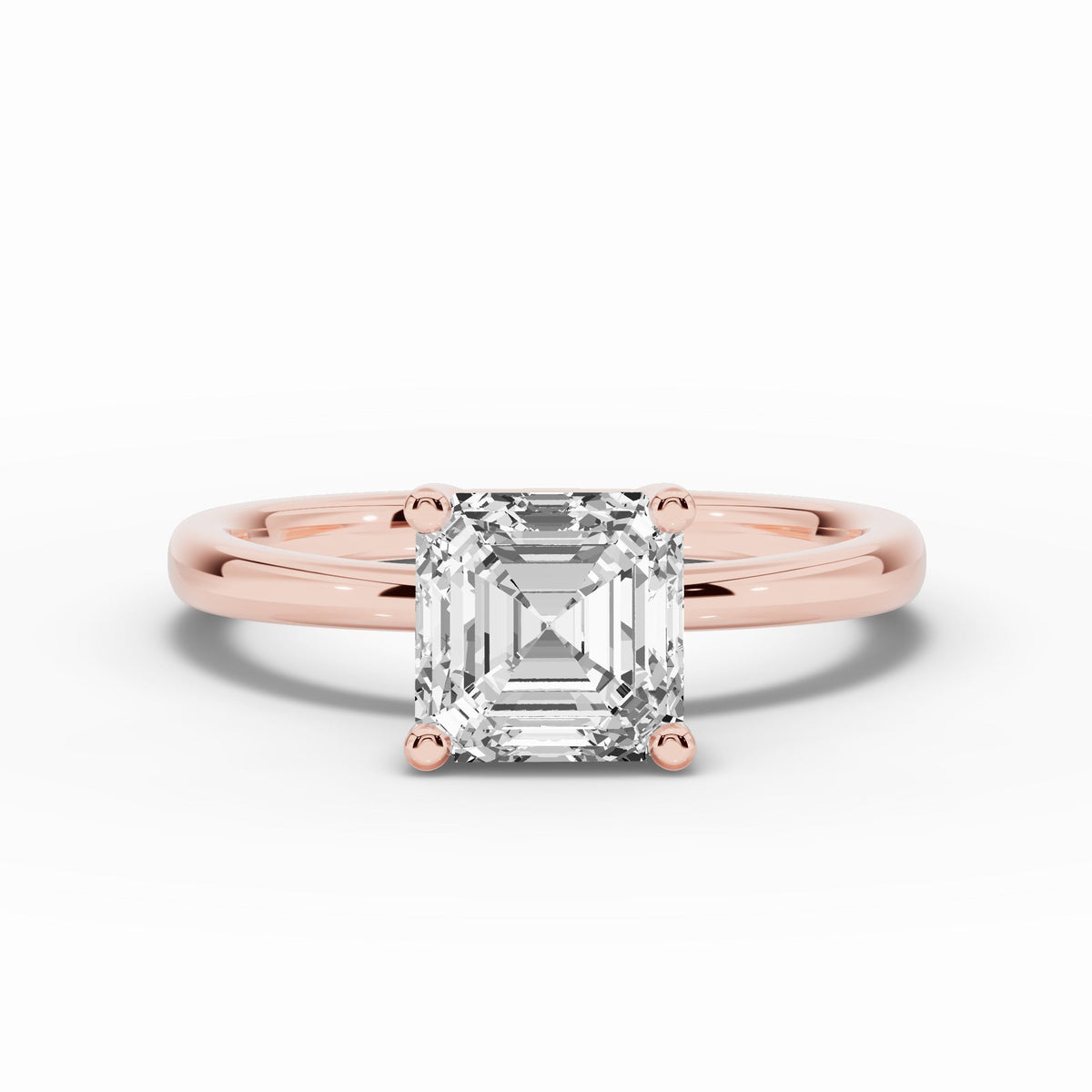 Asscher Lustre Hidden Halo Solitaire Ring ABER-101-AS-LGD-11  - Abtin & Co.