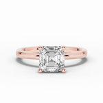 Asscher Lustre Hidden Halo Solitaire Ring ABER-101-AS-LGD-11  - Abtin & Co.