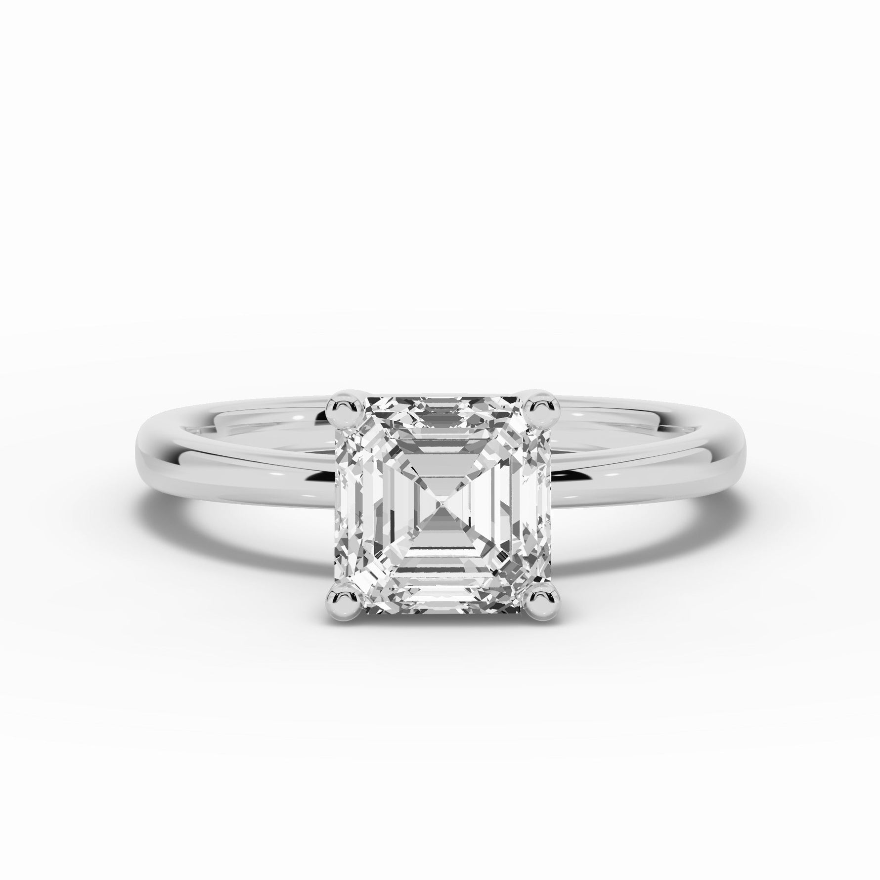 Asscher Lustre Hidden Halo Solitaire Ring ABER-101-AS-LGD-6  - Abtin & Co.