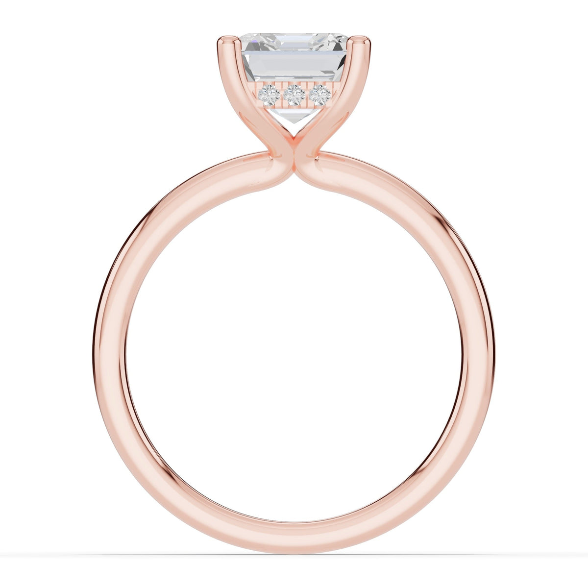 Asscher Lustre Hidden Halo Solitaire Ring ABER-101-AS-LGD-11  - Abtin & Co.